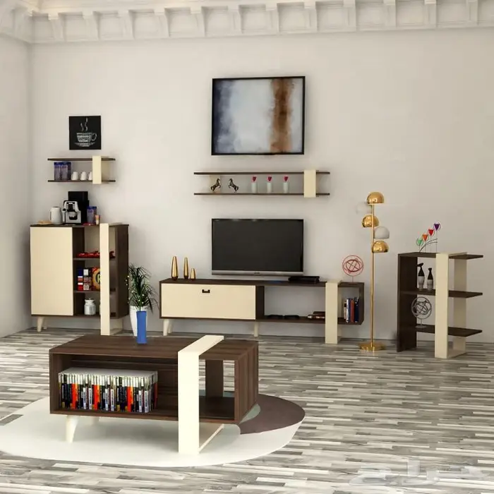 خصم طقم طاولات تلفزيون مودرن خشب عالي الجودة 1