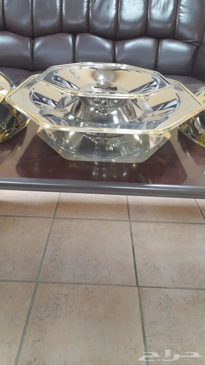 صحن كوزى بيضاوى بالغطاء مقاس وسط وصغير ذهبى وفضى 3