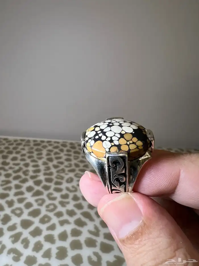 خاتم عقيق جلد الثعبان 0