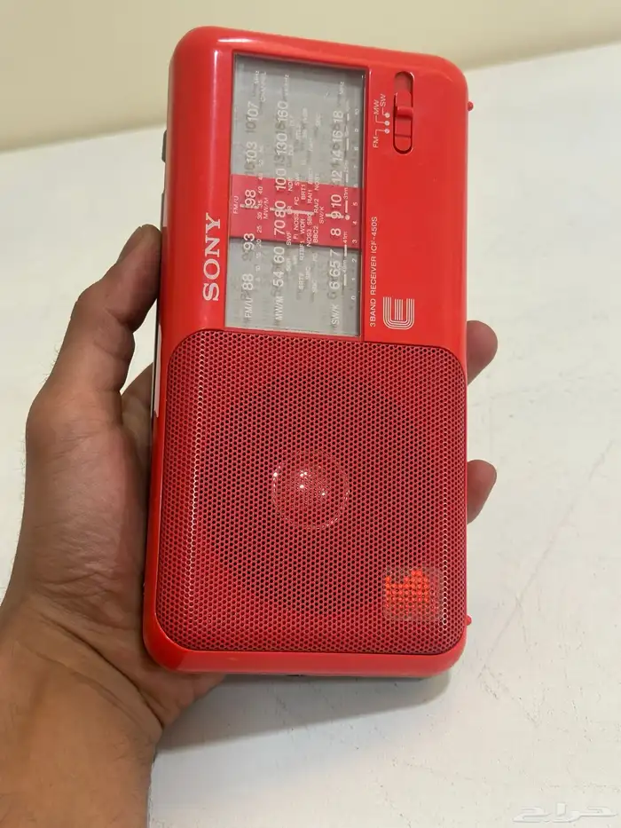 راديو سوني 450s ثلاث موجات أحمر 1988 15