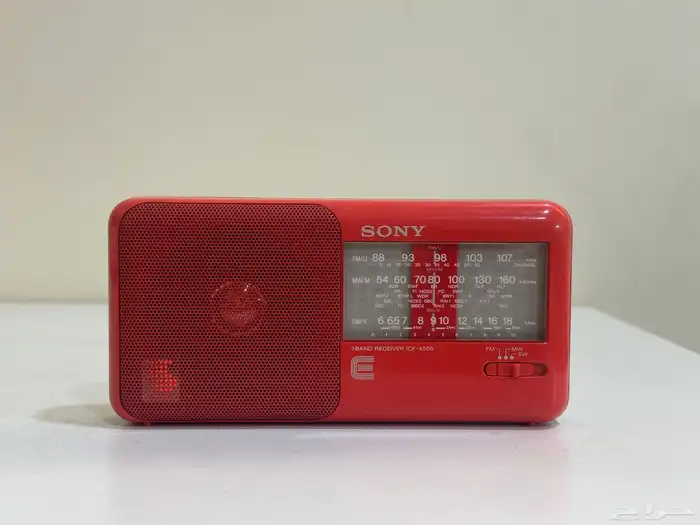 راديو سوني 450s ثلاث موجات أحمر 1988 0