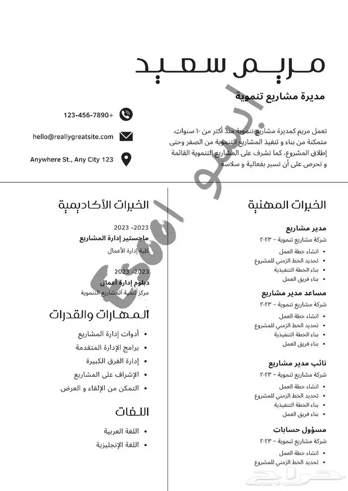 عمل سي في (CV) متوافق مع نظام ATS بنسخ (عربي انجليزي) 11