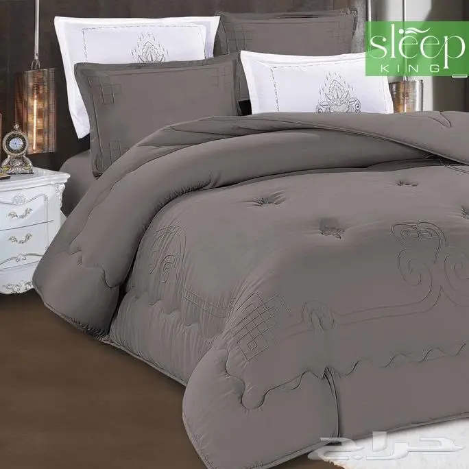 طقم لحاف صيفي قطن سادة ناعم مقاس كنج 4