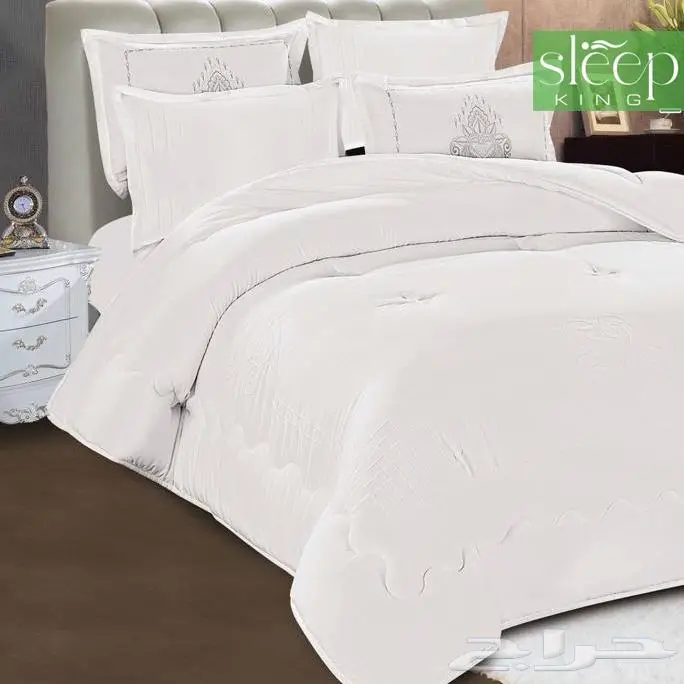 طقم لحاف صيفي قطن سادة ناعم مقاس كنج 5