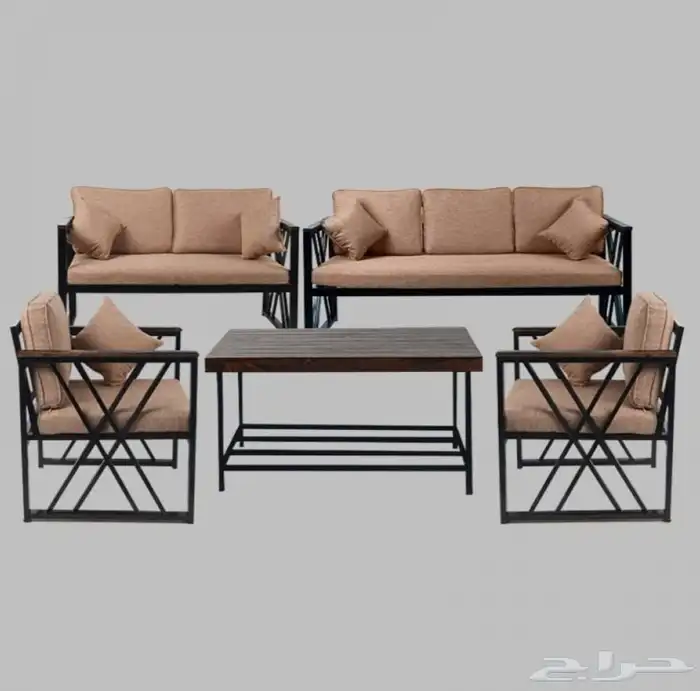 كراسي خشب وحديد خارجية 4