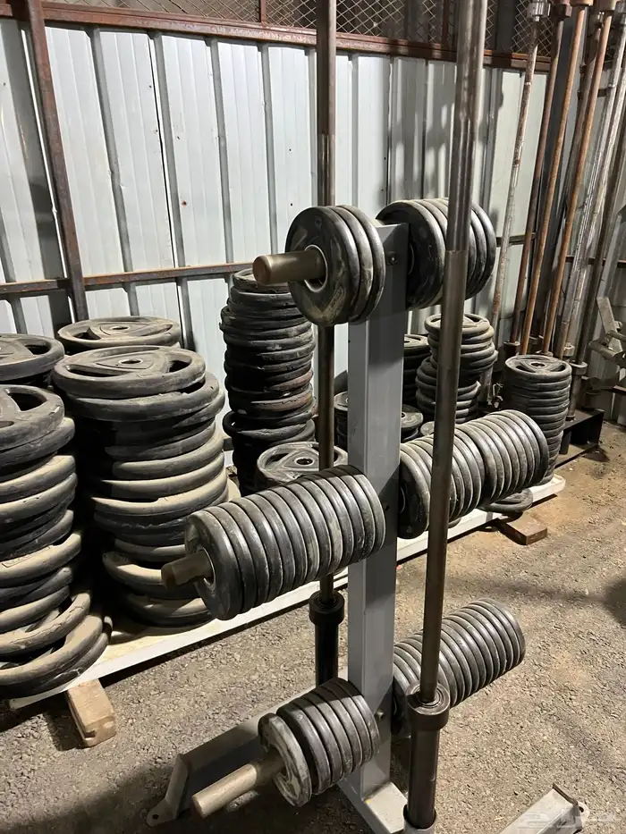 دنابل أوزان بنش بار اولمبي اجهزة مستعمله و جديدة تجهيز نادي 45