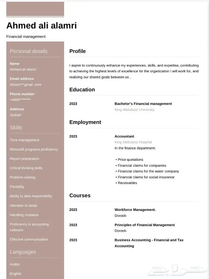 سيرة ذاتية احترافيةpdf عربي وانجليزي 7