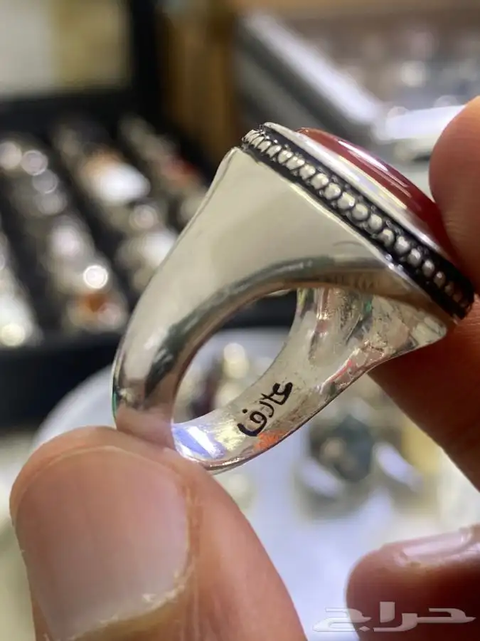 خاتم عقيق يماني زجاجي صياغة عارف 2