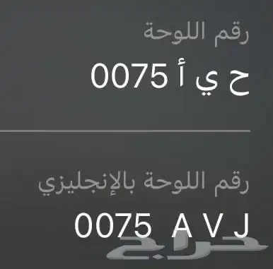 لوحة معنى ورقمين ح ي أ 75 0
