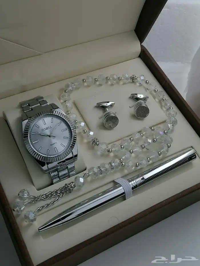 عرض ساعة ستيل رجالي مع قلم وكبك وسبحة 2