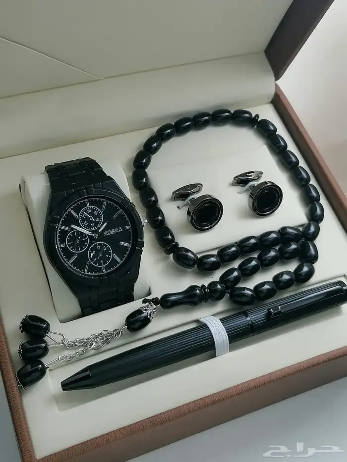 عرض ساعة ستيل رجالي مع قلم وكبك وسبحة 17