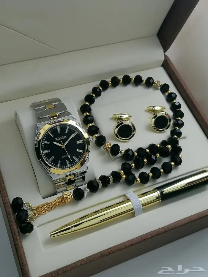 عرض ساعة ستيل رجالي مع قلم وكبك وسبحة 6