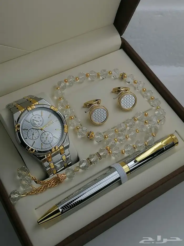 عرض ساعة ستيل رجالي مع قلم وكبك وسبحة 1