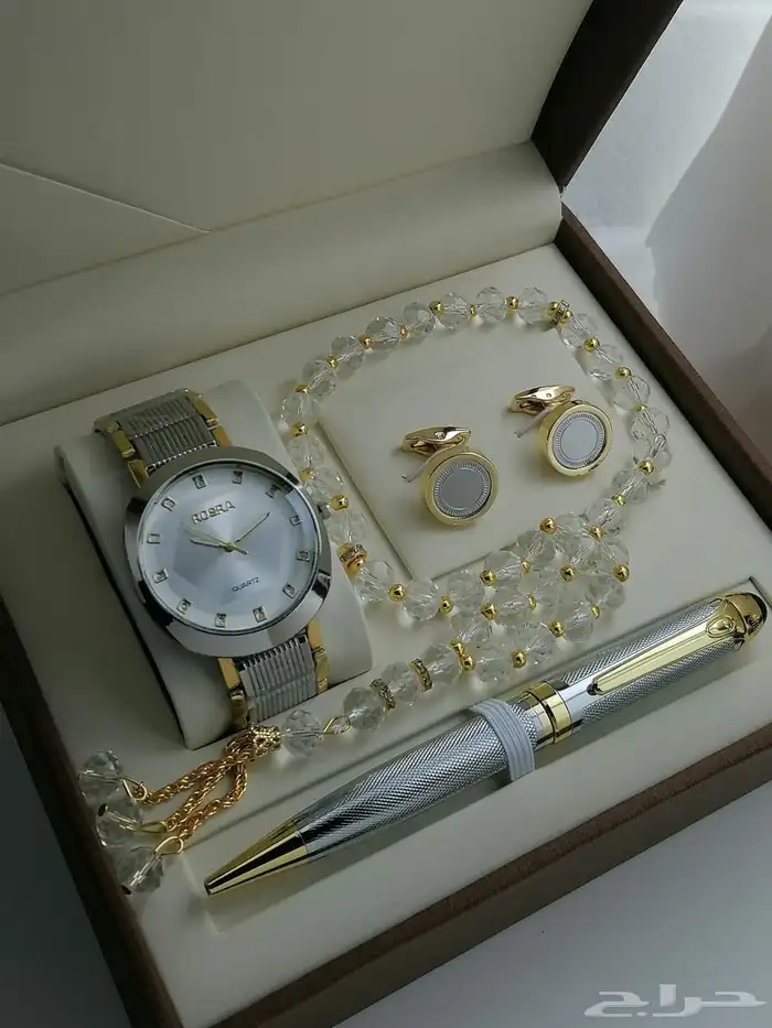 عرض ساعة ستيل رجالي مع قلم وكبك وسبحة 13