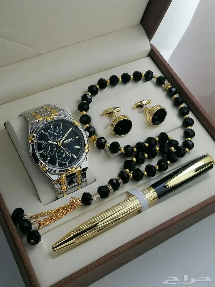 عرض ساعة ستيل رجالي مع قلم وكبك وسبحة 9