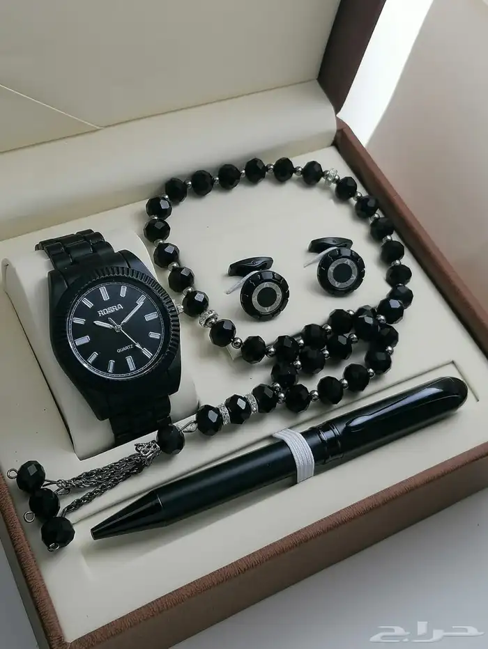 عرض ساعة ستيل رجالي مع قلم وكبك وسبحة 14