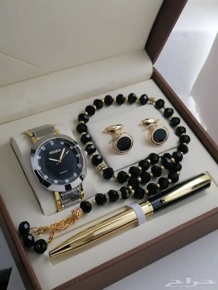 عرض ساعة ستيل رجالي مع قلم وكبك وسبحة 7