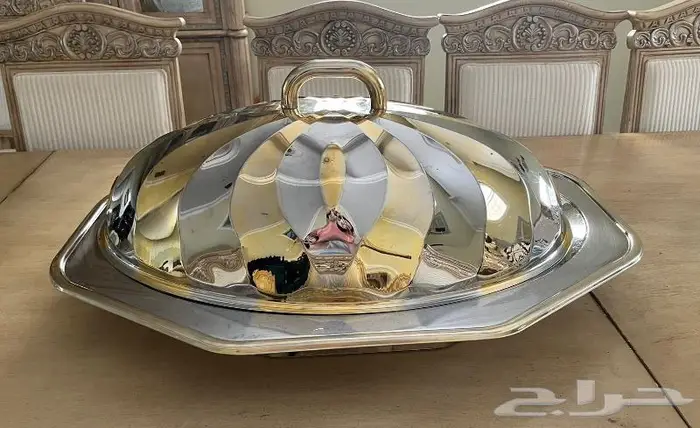 صحن كوزى بيضاوى بالغطاء 4 مقاس ذهبى وفضى 0