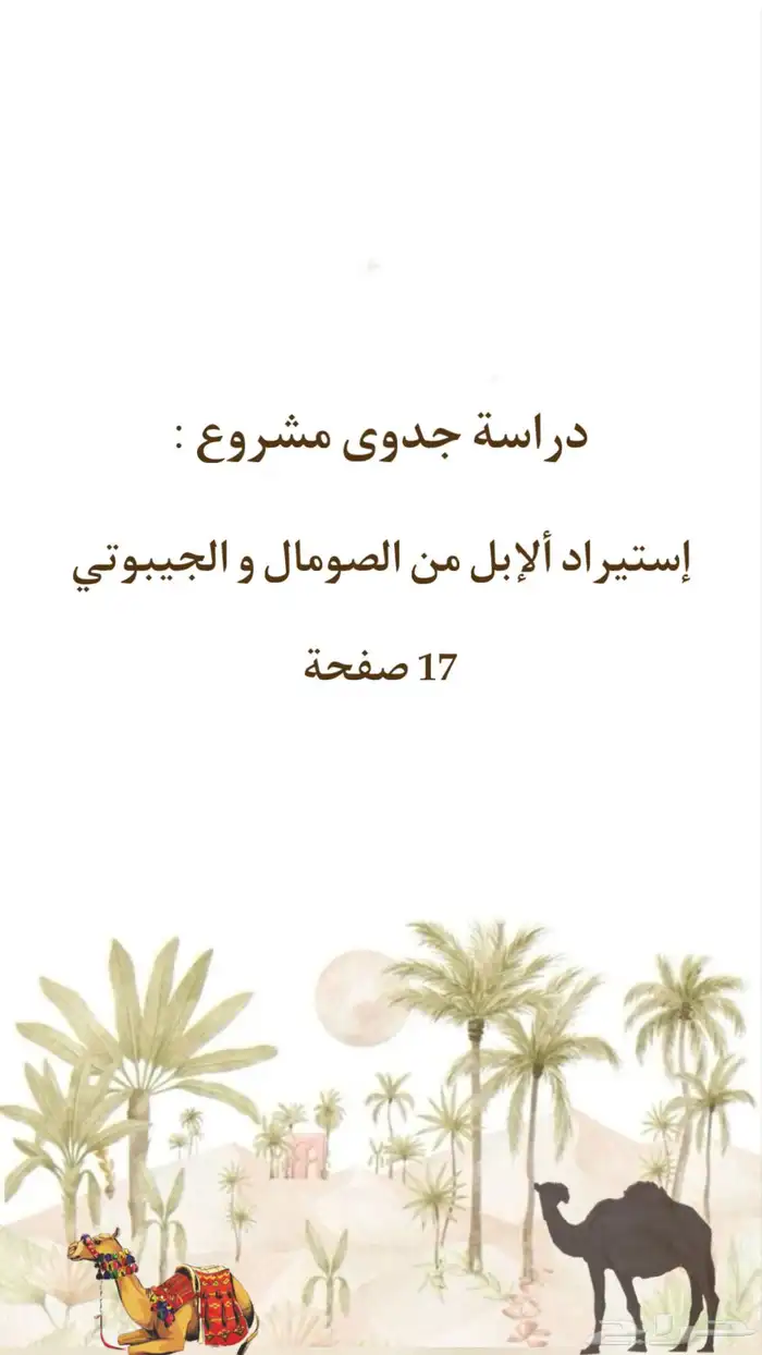 دراسة جدوى لمشروع إستيراد الابل من الصومال و الجيبوتي 0