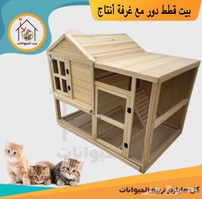 بيت قطط منزلي كبير دور مع غرفة انتاج 0