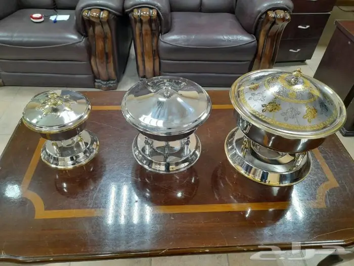 سخانات ملكى دائري 3 مقاس ذهبى وفضى بحامل الغطاء 0
