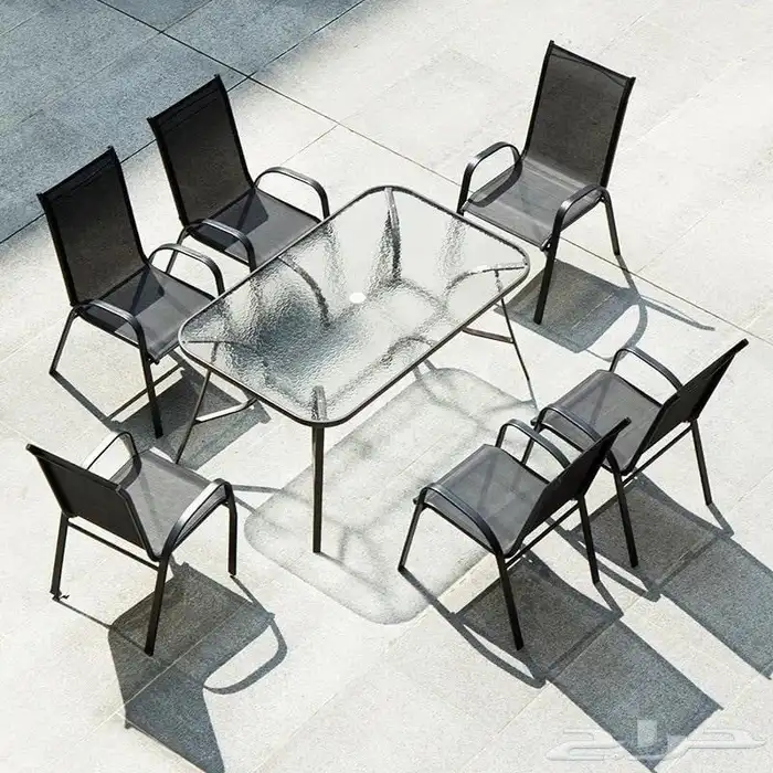 جلسة طاولة مع 6 كراسي (بني اسود) 2