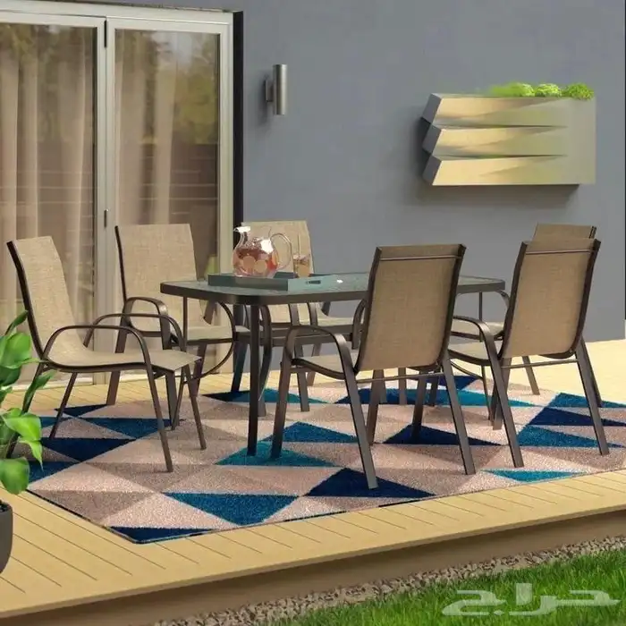 جلسة طاولة مع 6 كراسي (بني اسود) 0