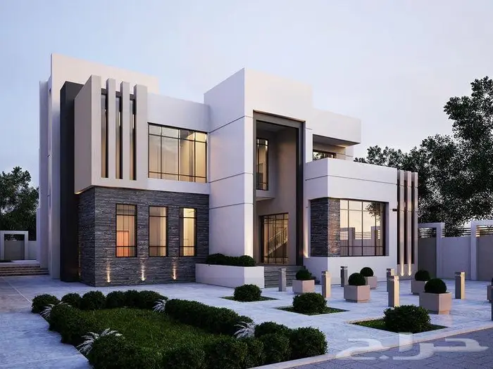 تصميم فلل واجهات حديثه خامات باقل تكلفه 7