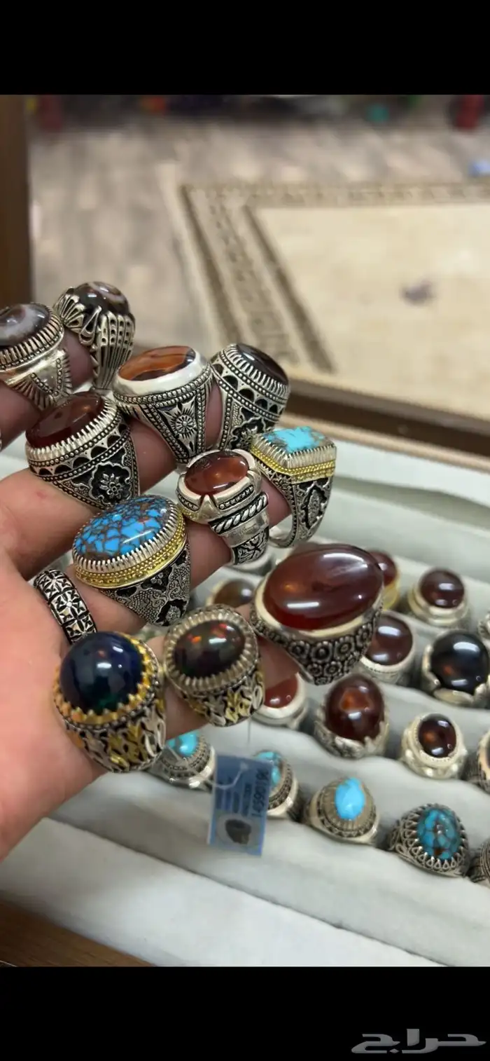 خواتم عقيق وفيروزات واوبالات وسليمانيات للبيع جمله او تفريد 64