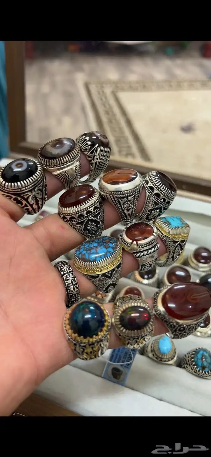 خواتم عقيق وفيروزات واوبالات وسليمانيات للبيع جمله او تفريد 63