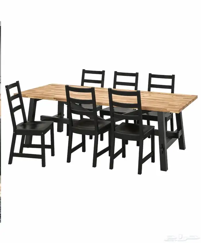 طاوله طعام جديده لم تستعمل معها 7 كراسي ايكيا 0