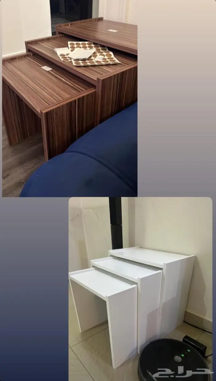 طاولة تلفزيون كبيرة لون ابيض 8