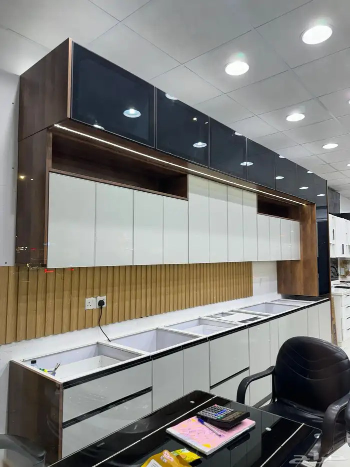 تفصيل دواليب مطابخ صاج المنيوم خشب 18