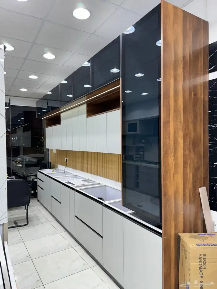 تفصيل دواليب مطابخ صاج المنيوم خشب 17