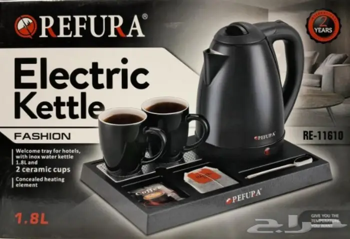 غلاية فندقية كهربائية ريفورا 1500 واط 1.8 لتر اسود 0