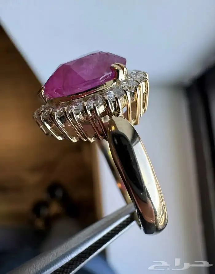 خاتم زفير بورمي مرصع ألماس شهادة GIA 6