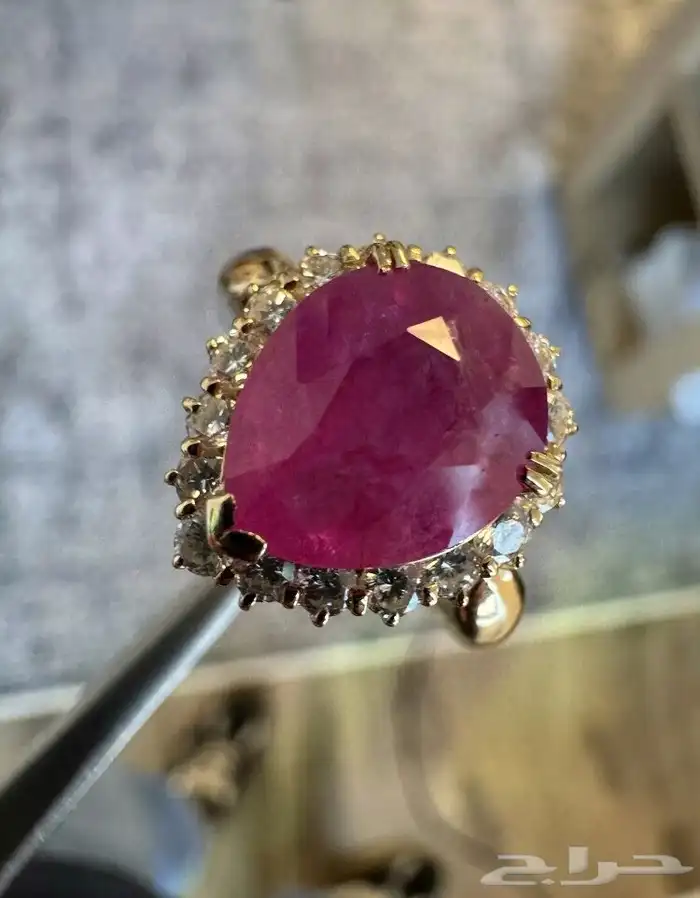 خاتم زفير بورمي مرصع ألماس شهادة GIA 9