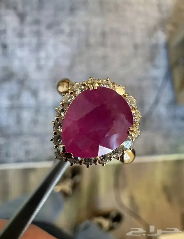 خاتم زفير بورمي مرصع ألماس شهادة GIA 7