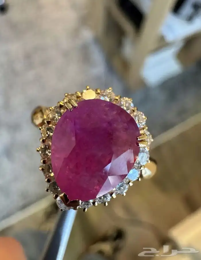 خاتم زفير بورمي مرصع ألماس شهادة GIA 3