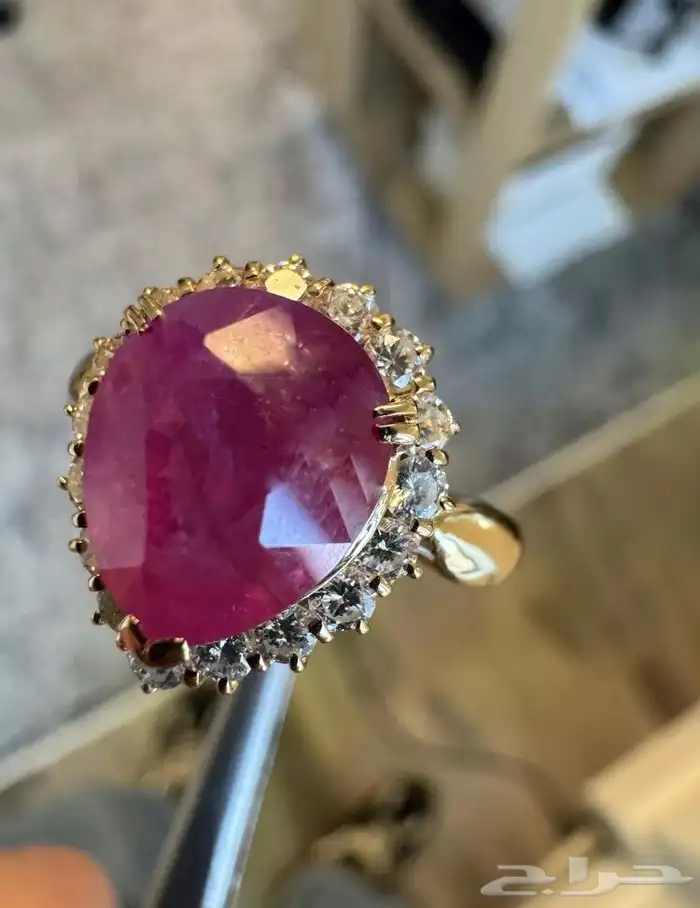 خاتم زفير بورمي مرصع ألماس شهادة GIA 2