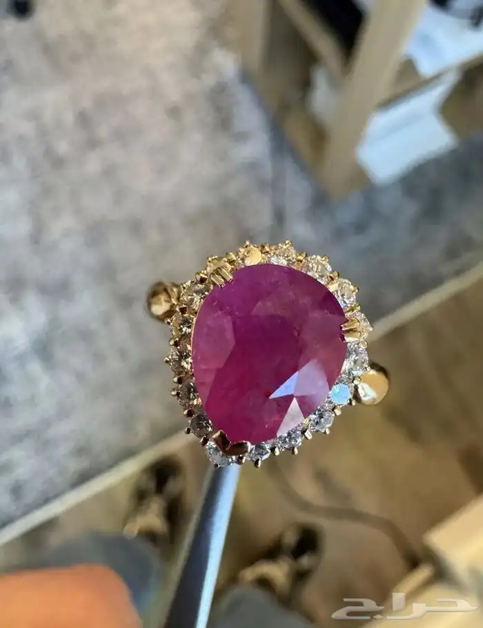 خاتم زفير بورمي مرصع ألماس شهادة GIA 0