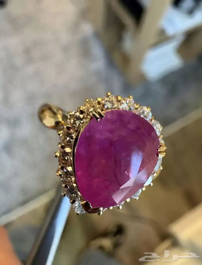 خاتم زفير بورمي مرصع ألماس شهادة GIA 4