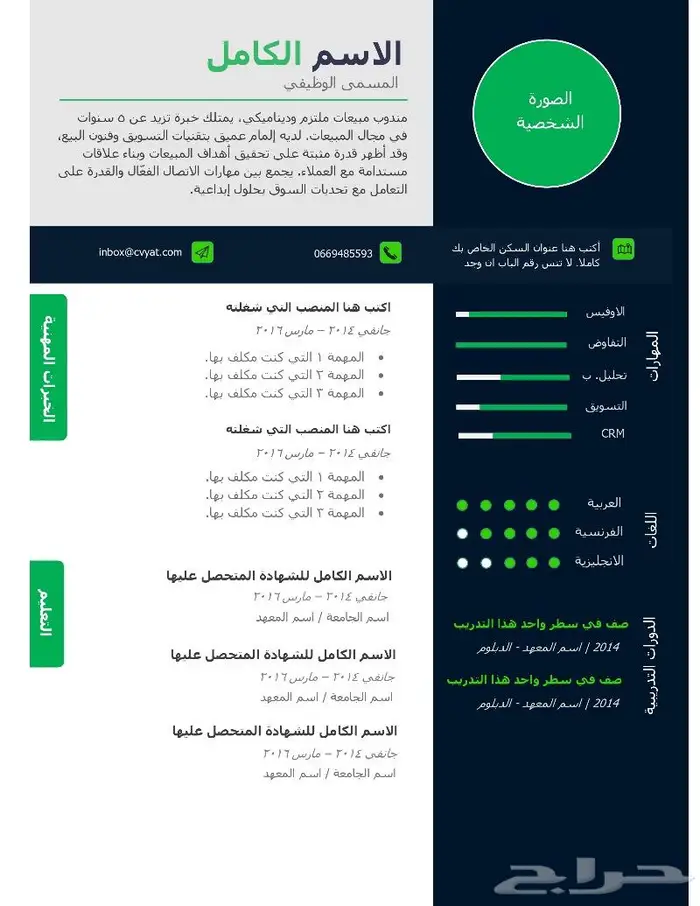 تصميم سيرة ذاتية باللغة العربية باحتراف 14