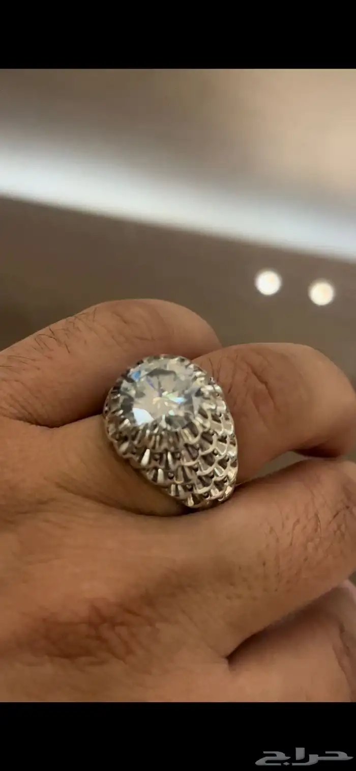 خاتم مزونايت بصلابة ولمعه الالماس بصياغة عباسي ع 15