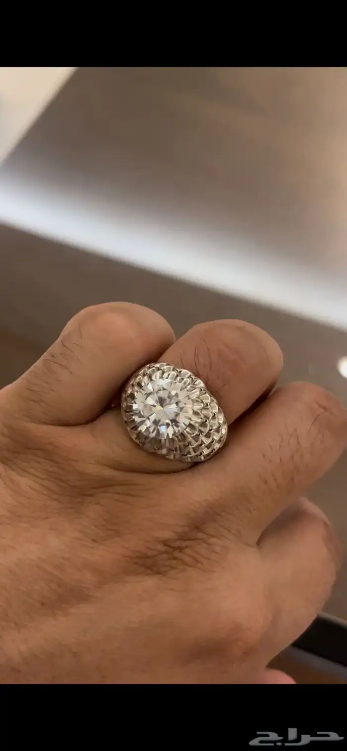 خاتم مزونايت بصلابة ولمعه الالماس بصياغة عباسي ع 13