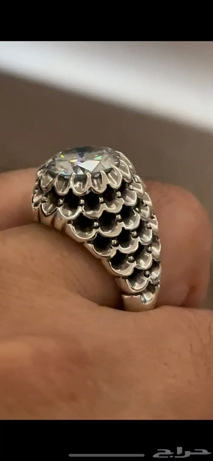 خاتم مزونايت بصلابة ولمعه الالماس بصياغة عباسي ع 11
