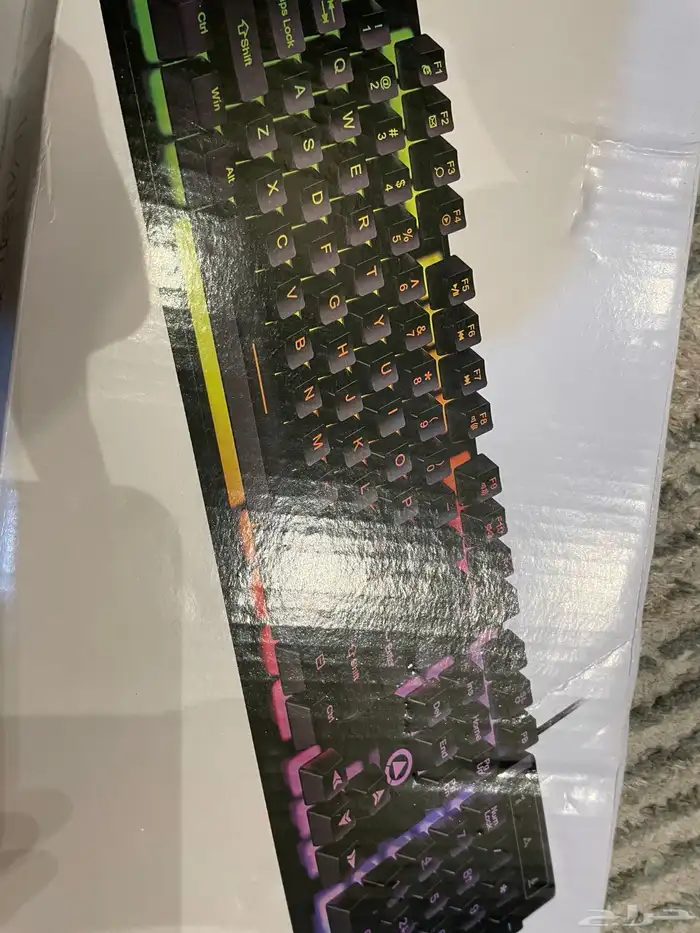 كيبور وماوس مع منظفه الكيبوردجديد ماانفك rgb light صوت جامد 3