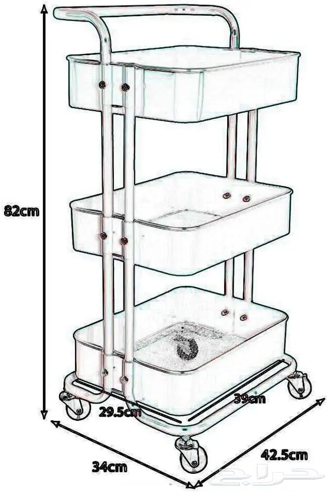 عربة معدنية متحركة بعجلات من 3 طبقات قائم للمنزل والمكتب 6
