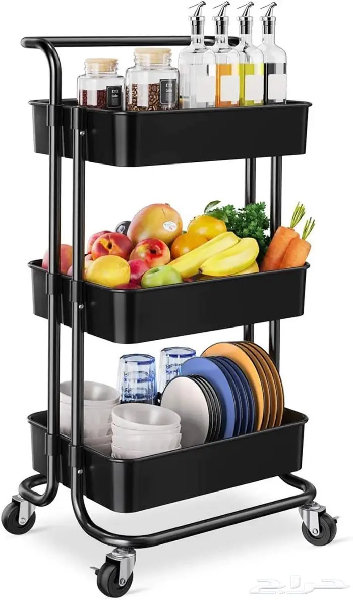 عربة معدنية متحركة بعجلات من 3 طبقات قائم للمنزل والمكتب 8
