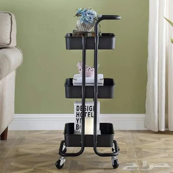 عربة معدنية متحركة بعجلات من 3 طبقات قائم للمنزل والمكتب 4
